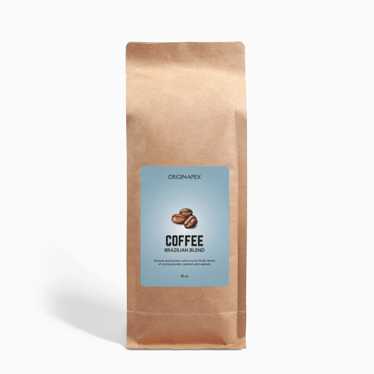 Brazilian Blend 16oz: Single-Origin Arabica, Cocoa, Caramel & Walnut Notes, Whole Beans Origin Apex