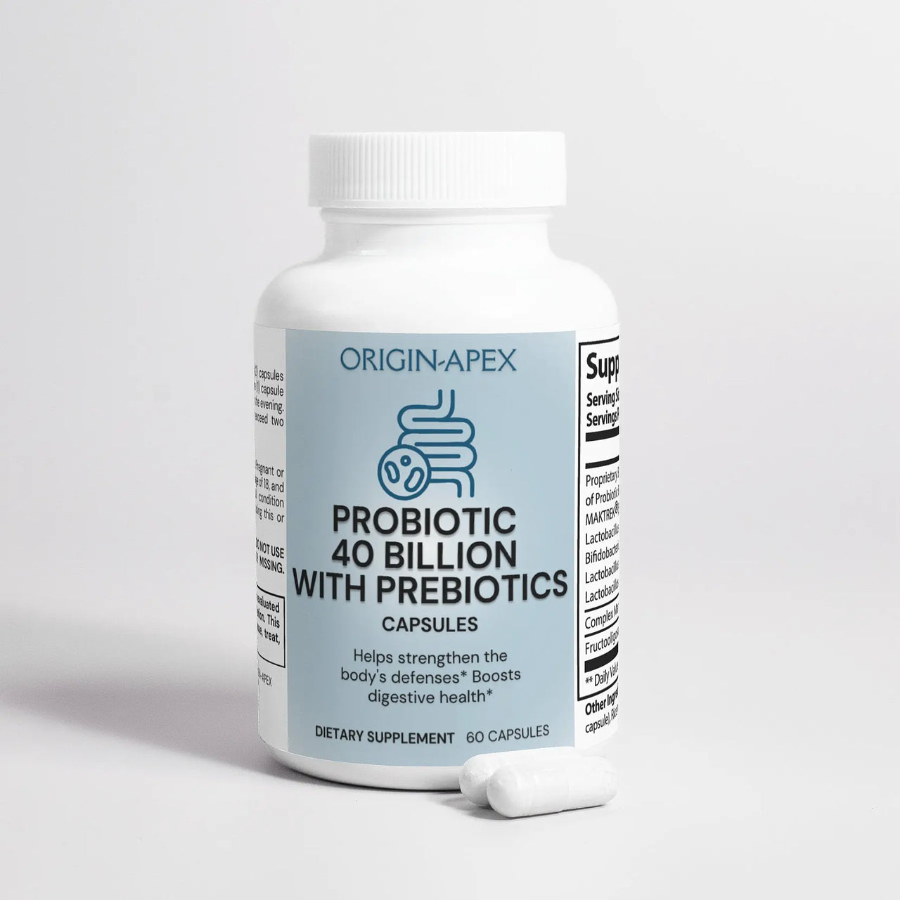 Probiotic 40 Billion with Prebiotics – 4 Strains for Gut & Metabolic Health Origin Apex