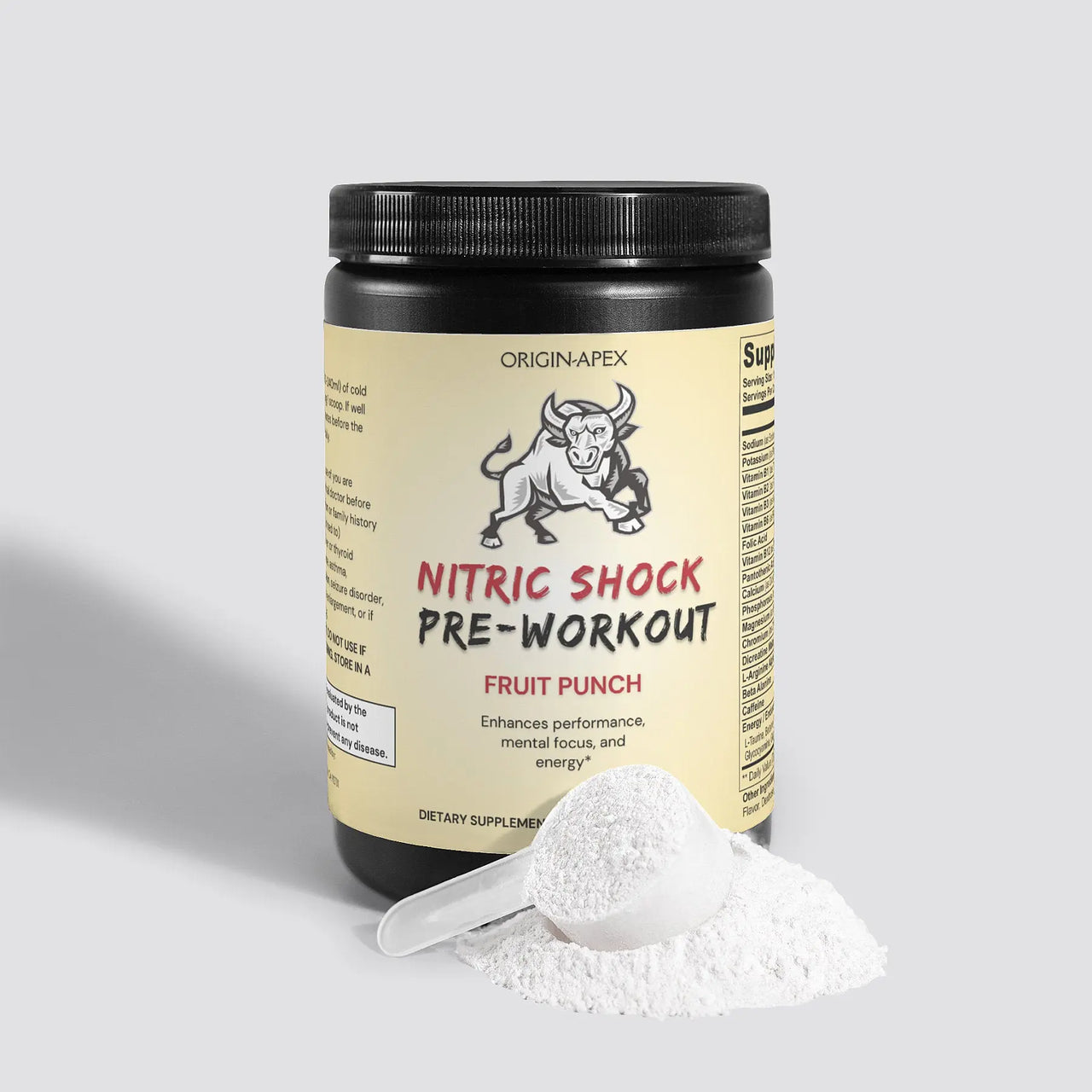 Nitric Shock Pre-Workout Powder (Fruit Punch) – Energy, Strength & Focus with 23 Advanced Nutrients Origin Apex