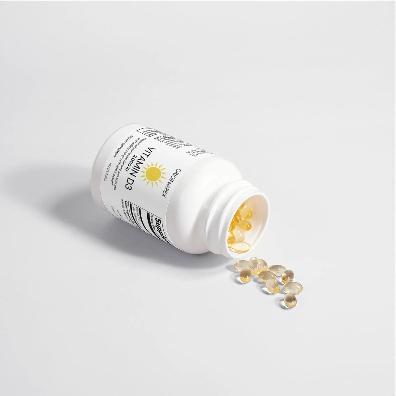 Vitamin D3 2,000 IU Softgels: Strengthen Bones, Boost Immunity & Elevate Energy - 100 Count Origin Apex