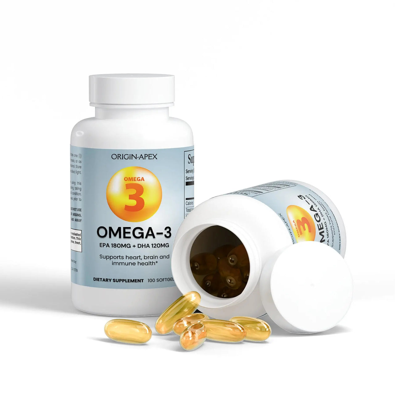 Omega-3 EPA 180mg + DHA 120mg – Essential Support for Heart, Brain & Vision Health Origin Apex